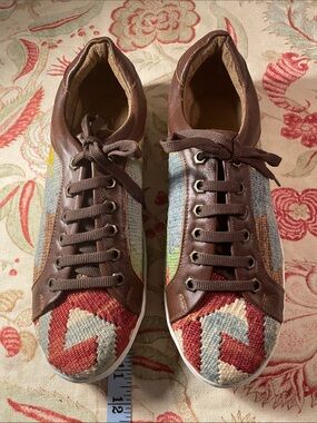 Kilim OOAK Handwoven Turkish Leather Trim Sneakers